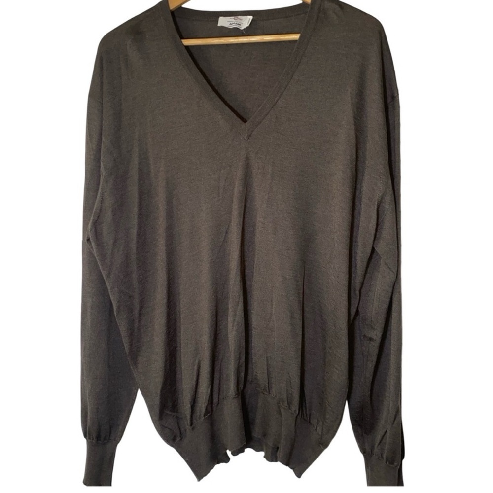 Avon-Celli Olive green v-neck cashmere & silk‎ blend oversized sweater size L